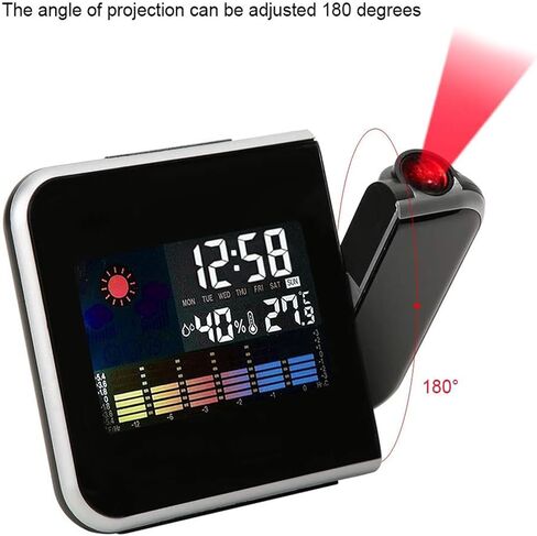 Projection Alarm Clock, Weather Clock Bedside with 180° Projector, LCD Digital Clock with 12/24H Time Date Snooze Temperature Humidity Table Clock Backlight for Bedroom Living Room Office in Saudi Arabia