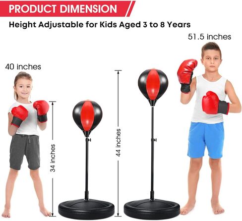 Punching Bag for Kids, Kids Boxing Bag with Stand, 3 4 5 6 7 8 Years Old Adjustable Kids Punching Bag, Boxing Set as Boys & Girls Toys Gifts in Saudi Arabia