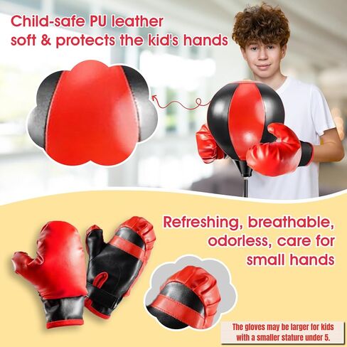 Punching Bag for Kids, Kids Boxing Bag with Stand, 3 4 5 6 7 8 Years Old Adjustable Kids Punching Bag, Boxing Set as Boys & Girls Toys Gifts in Saudi Arabia
