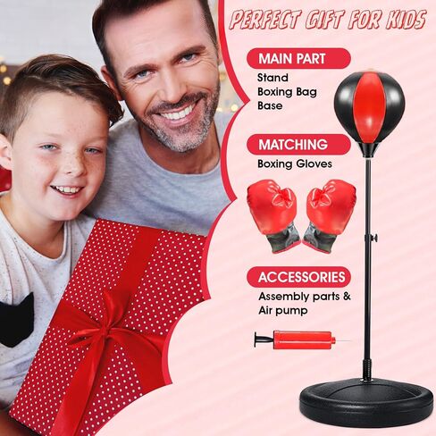 Punching Bag for Kids, Kids Boxing Bag with Stand, 3 4 5 6 7 8 Years Old Adjustable Kids Punching Bag, Boxing Set as Boys & Girls Toys Gifts in Saudi Arabia
