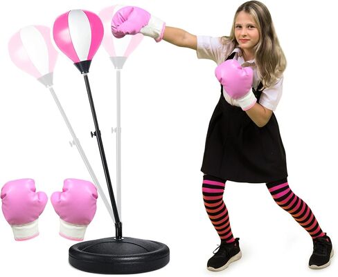 Punching Bag for Kids, Kids Boxing Bag with Stand, 3 4 5 6 7 8 Years Old Adjustable Kids Punching Bag, Boxing Set as Boys & Girls Toys Gifts in Saudi Arabia