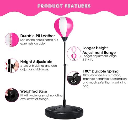 Punching Bag for Kids, Kids Boxing Bag with Stand, 3 4 5 6 7 8 Years Old Adjustable Kids Punching Bag, Boxing Set as Boys & Girls Toys Gifts in Saudi Arabia
