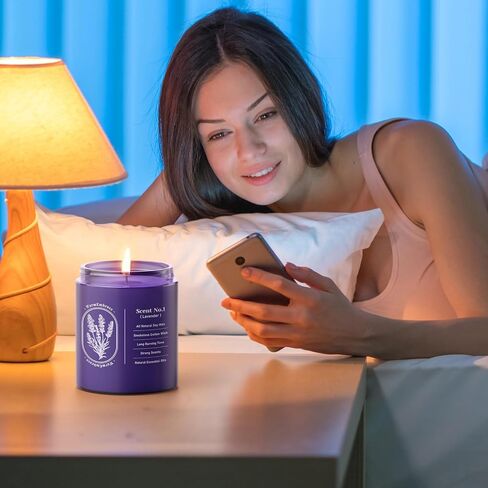 شموع اللافندر من WarmEmbrace للمنزل المعطرة، شمعة عطرية بوزن 7.6 أونصة، شموع برطمان أرجوانية، شموع طبيعية للنساء، شموع معطرة تدوم طويلاً لمدة 40 ساعة لعيد الميلاد - عبوة واحدة in Saudi Arabia