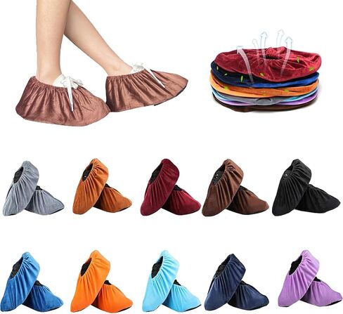 10Pairs Reusable Non Slip Shoe Covers, Premium Soft Washable Thickened Boot Shoe Covers for Household, Office, Laboratory，one size 10 Colors in Saudi Arabia
