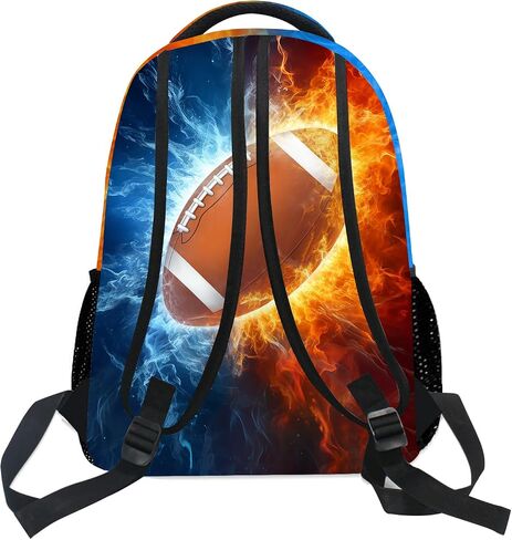 Football Backpack for Boys, Cool Fire and Ice Football Backpack for School, Youth Kids Football Bookbag, Elementary Middle School Sport Balls Kids Backpack Water Resistant Bookbags, 16 Inch in Saudi Arabia