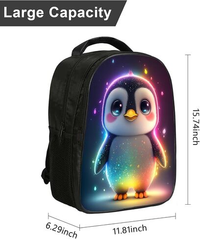 Penguin Backpack for Kids, Cute Baby Penguin with Rainbow Galaxy Starry Stars Boby School Backpack Bookbag, 16 Inch Kindergarten Elementary School Backpack for School & Travel, Colorful in Saudi Arabia