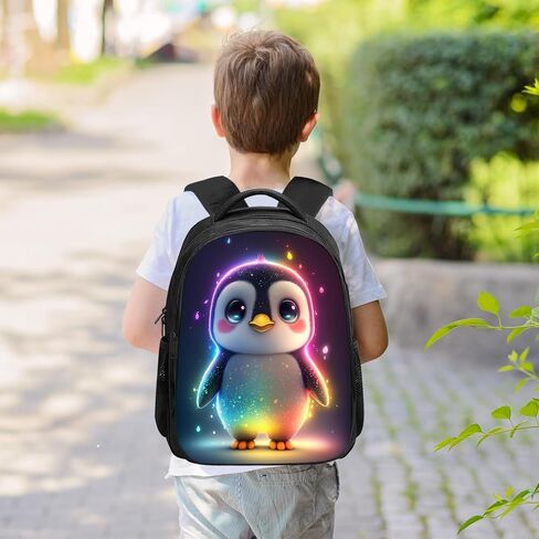 Penguin Backpack for Kids, Cute Baby Penguin with Rainbow Galaxy Starry Stars Boby School Backpack Bookbag, 16 Inch Kindergarten Elementary School Backpack for School & Travel, Colorful in Saudi Arabia