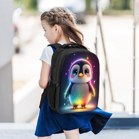 Penguin Backpack for Kids, Cute Baby Penguin with Rainbow Galaxy Starry Stars Boby School Backpack Bookbag, 16 Inch Kindergarten Elementary School Backpack for School & Travel, Colorful in Saudi Arabia