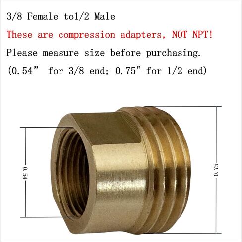 3pcs 1/2 G Male to 3/8 Compression Female Thread Bushing Pipe Fitting Sink Accessory in Saudi Arabia