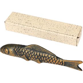 MEGREZ Chinese Calligraphy Paperweight, Cast Iron Paperweight for Pressing Paper Flat, Calligraphy Brush Rest Calligraphy Tool Desk Accessories for Drawing and Writing, Dark Green Carp