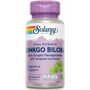 SOLARAY Guaranteed Potency Ginkgo Biloba Leaf Extract, Veg Cap (Btl-Plastic) 60mg | 120ct