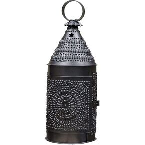 CWI Gifts 13.5" x 5" Smokey Black Tin Baker's Lantern with Ornate Punched Design