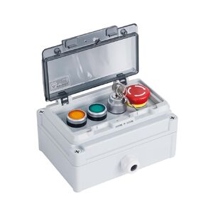Push Button Box Ip67 Button Switch with Push Button Emergency Stop Button Yellow, Green, Button Lock Key Button Switch with Protective Cover Anti-Misoperation Switch