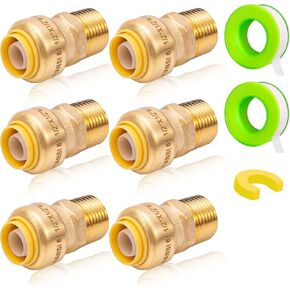 Pex Fitting Straight Coupling Push Fit PEX Fittings，Straight Connector Plumbing Fitting, Male Adapter 3/4 x3/4 Inch Push Fit PEX Fittings，Push-to-Connect Copper, CPVC,Lead-free(2-Pack)