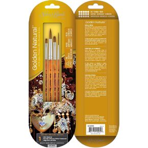 Silver Brush Limited GN-2091S Golden Natural Art Brush Set, Watercolor, Oil, and Acrylic Paintbrushes, 4-Piece Set
