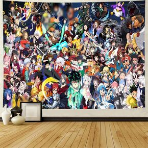 Timimo Anime Tapestry - Poster Decoration Wall Art Background Large Bedroom Hanging Birthday Party Decoration, 60x80in (Anime Heroes Tapestry)