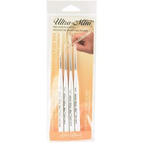 Silver Brush UMS-2450S Ultra Mini Lettering Short Handle Brush Set, 4 Per Pack