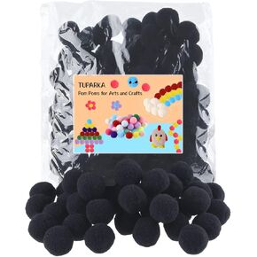 TUPARKA 100 Pcs Pom Poms Black Pom Poms for Crafts 1 Inch Felt Balls for Arts Crafts DIY Supplies