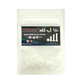 Nylon PA66 Plastic White Color Metric Phillips Pan Head Screws M2X20 60PCS