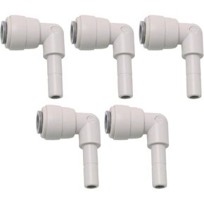 HJ Garden 5PCS 1/4Inch Stem Elbow Connector 90 degree elbow Push to Connect Plastic Quick Fittings