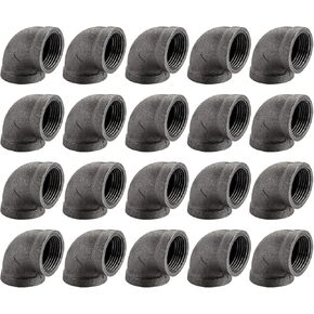1" Pipe Fitting Elbow - Home Expert 20 Pack Industrial Pipe Fittings Iron Pipe Elbow for Steampunk Vintage Shelf Bracket DIY Plumbing