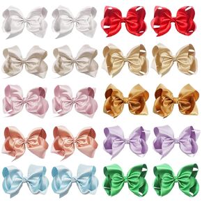 40PCS 3Inch Hair Bows Clips Baby Girls Glitter Grosgrain Ribbon Bows Alligator Hair Clips Barrettes Pigtail Hair Bows Hair Accessories for Infants Toddlers Kids Children 20 Pairs