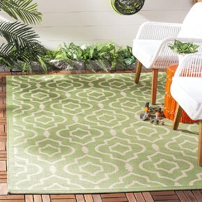 SAFAVIEH Courtyard Collection Area Rug - 9' x 12', Green & Beige, Non-Shedding & Easy Care, Indoor/Outdoor & Washable-Ideal for Patio, Backyard, Mudroom (CY6926-244)