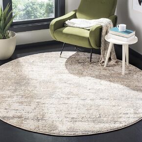 SAFAVIEH Spirit Collection Area Rug - 6'7" Round, Taupe & Ivory, Modern Abstract Design, Non-Shedding & Easy Care, Ideal for High Traffic Areas in Living Room, Bedroom (SPR126E)