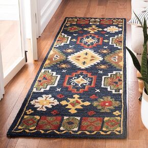 SAFAVIEH Heritage Collection 2'3" x 8' Navy / Red HG353N Handmade Traditional Oriental Premium Wool Runner Rug