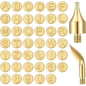 43 Pieces Wood Burning Tip Set Including Letter Number Symbol Wood Burning Tip Wood Burning Alphabet Tips Alphabet Number Template for DIY Embossing and Carving Crafts Wood Burning