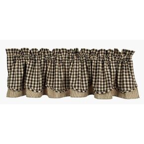 Heritage House Check Fairfield Black and Nutmeg 72" x 15.5" Lined Cotton Valance by Raghu
