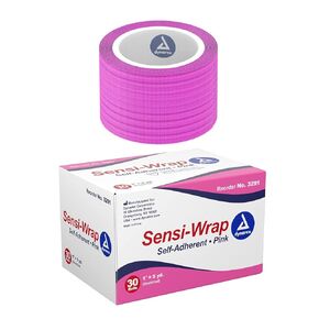 Dynarex 3291 Sensi-Wrap Self-Adherent Bandage Roll, Pink, 1" x 5 yard Size, 180" Length, 1" Width, Pack of 30