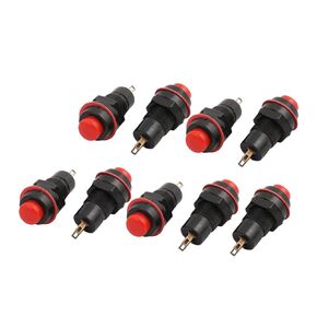 uxcell 9Pcs 10mm Mini Waterproof Pushbutton Switch Momentary Type Red Plastic Head