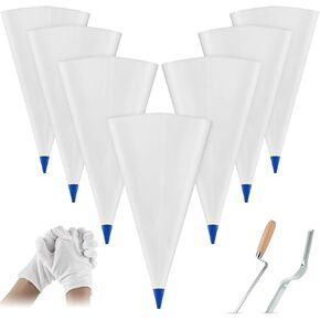 Flutesan 9 Pcs Tile Grout Masonry Mortar Bag Set Include 6 Pcs 12" x 24" Cement Sealer Bag Concrete Grouting Bag 1 Pcs Brick Jointer 1 Pcs Tuck Pointers 1 Pair Gloves for Tile Filler Installation Tool