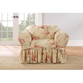 SURE FIT Waverly Ballad Bouquet 1 Piece Chair Slipcover in Blush,Pink