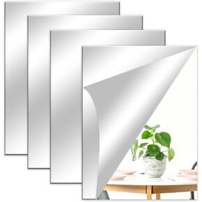 Full Length Wall Mirror Tiles, 11.8"x 15.7" x 4 Pcs Acrylic Mirror Self Adhesive, Safety Shatterproof Mirror Great for Baby Kids Toddler, Full Body Mirror Tiles for Bedroom, Home Gym, Living Room in Kuwait