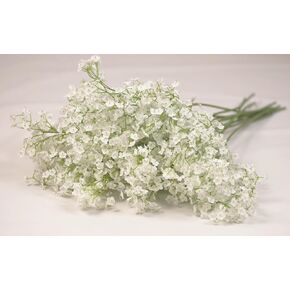 12pcs Artificial 26" Full Silk Baby's Breath Gypsophila Stem White Real Touch Fake Faux Flower Blooms Bouquet for Wedding Party DIY Decoration Floral Arrangement Home Decor (Each/Polybag)