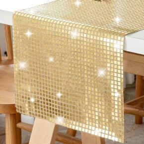 Hot Pink Glitter Sequin Patriotic Table Runner Disco Party Retro 70s 80s Theme Disco Ball Party Table Decorations 4th of July Birthday Party Supplies,72 Inches Long (Runner-Rose red)