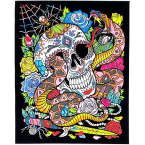 Stuff2Color Snake Eyes Fuzzy Velvet Coloring Poster for Kids and Adults (Complete with Skull, Spider, Spiderweb, and Flowers) - Awesome Arts and Crafts Activity for All Ages [Halloween]