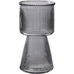 Glass Vase for Flower Modern Vase Home Decor for Centerpiece Table Living Room, Bedroom Wedding Housewarming Decorations Vases Ribbed Vase (Clear)