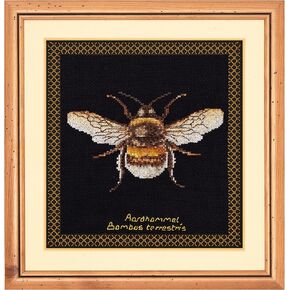 Thea Gouverneur - Counted Cross Stitch Kit - Bumble Bee - 2 - Aida Black - 14 Count - for Adults - 3018.07