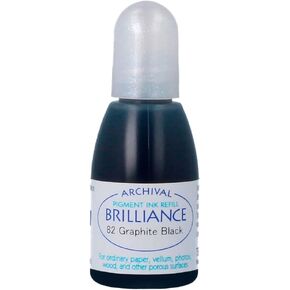 Tsukineko 20 cc Brilliance Pigment Inker, Re-Ink Brilliance Inkpads and Dew Drops, Graphite Black