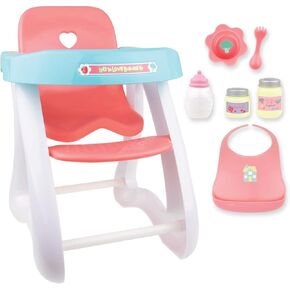 JC Toys - for Keeps Playtime! | Baby Doll High Chair | Fits Dolls up to 17" | Sturdy High Chair and Play Accessories | Ages 2| Earth Tone Colors