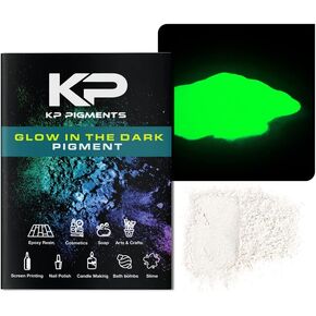 Kryptobright Green Glow in The Dark Pearlescent 100% Pure Fine Mica Powder - Naturally Pigmented Multipurpose DIY Arts and Crafts, Dye, Cosmetics, Epoxy Resin, Paint, and More! 5 Grams