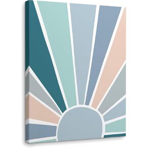 WODMIS Boho Sun Sunshine Colorful Wall Art Framed Canvas Decor,11×14 Inch,Colorful Wall Decor,Boho Classroom Decor,Boho Rainbow Wall Art Framed,Boho Sun Rainbow Art Nursery Room Office Decoration