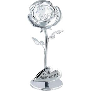 Modern 20th Anniversary Silver Plated Flower with Clear Austrian Crystal Glass Bud