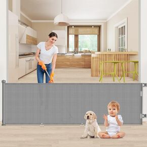 120 inch Retractable Baby Gates, EZIGO Extra Wide Baby Gate for Large Openings Extra Long Baby Gates for Kids or Pets Large Dog Gate Child Safety Gate for Stairs Hallways Doorway House Indoor Outdoor