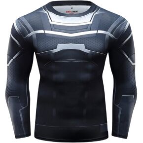 Red Plume Men's Film Super-Hero Series Compression Long Sleeve Tee Sports& Fitness Running T-Shirt for Men