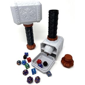 MunnyGrubbers - Hammer Dice Tower - (Random 7PCS D20 Dice Set Included) - Dice Holder - Dice Roller - Tabletop RPG Accessory - Dungeons and Dragons - DND - D&D - (Marble) in Kuwait