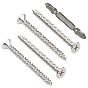 Hinge Wood Screws #9 x 2", 40 Pcs, 410 Stainless Steel, Flat Head, Phillips Drive, Self Tapping Wood Screws，Give Away Driver 1pcs.